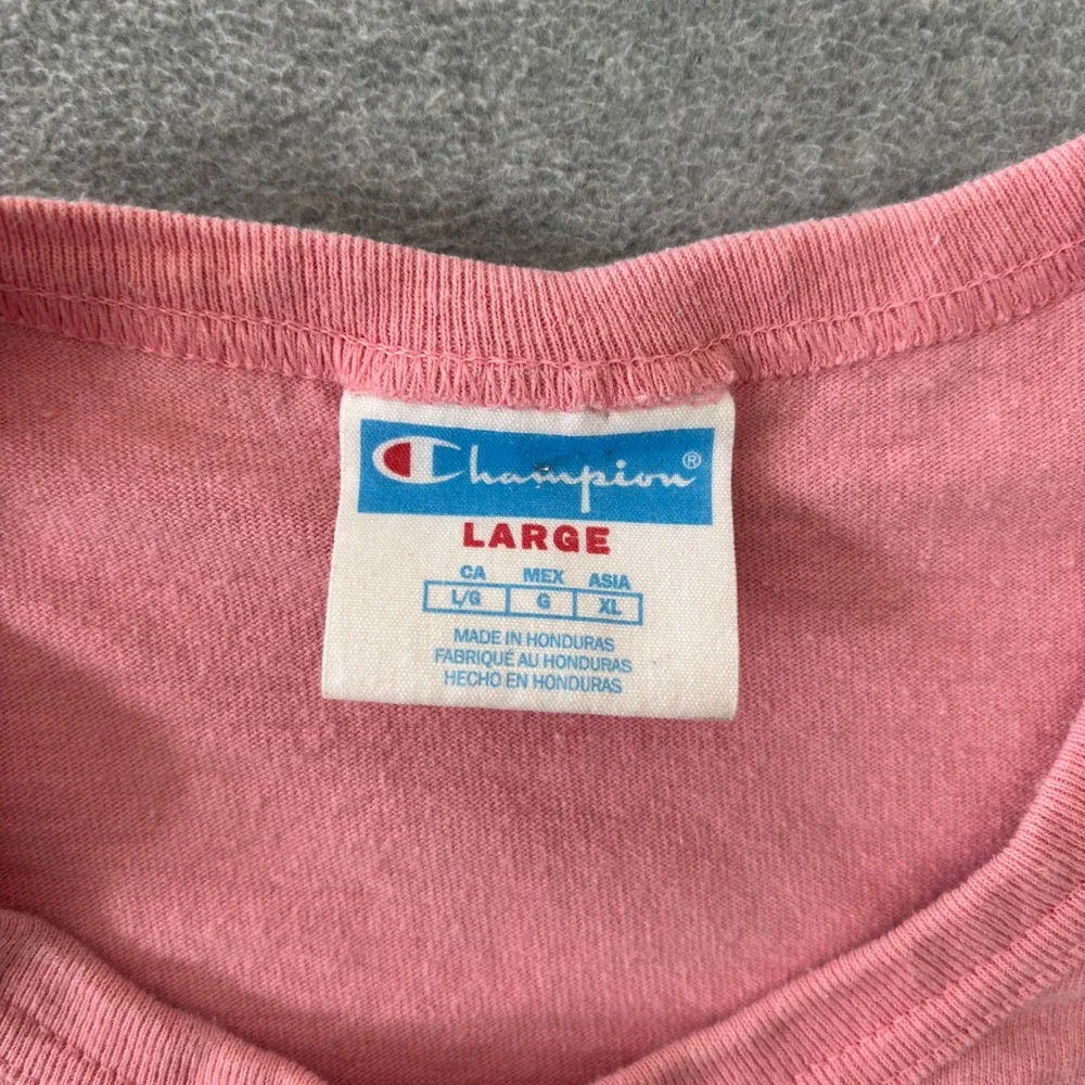 Champion Mens Large Pink Mirrored Logo Short Sleeve Graphic T-Shirt Crew Neck - Picture 2 of 8